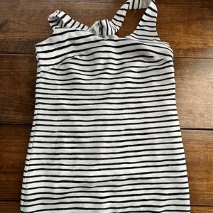 J. Crew | Women's, black and white stripe, cross-knot back dress, size 2